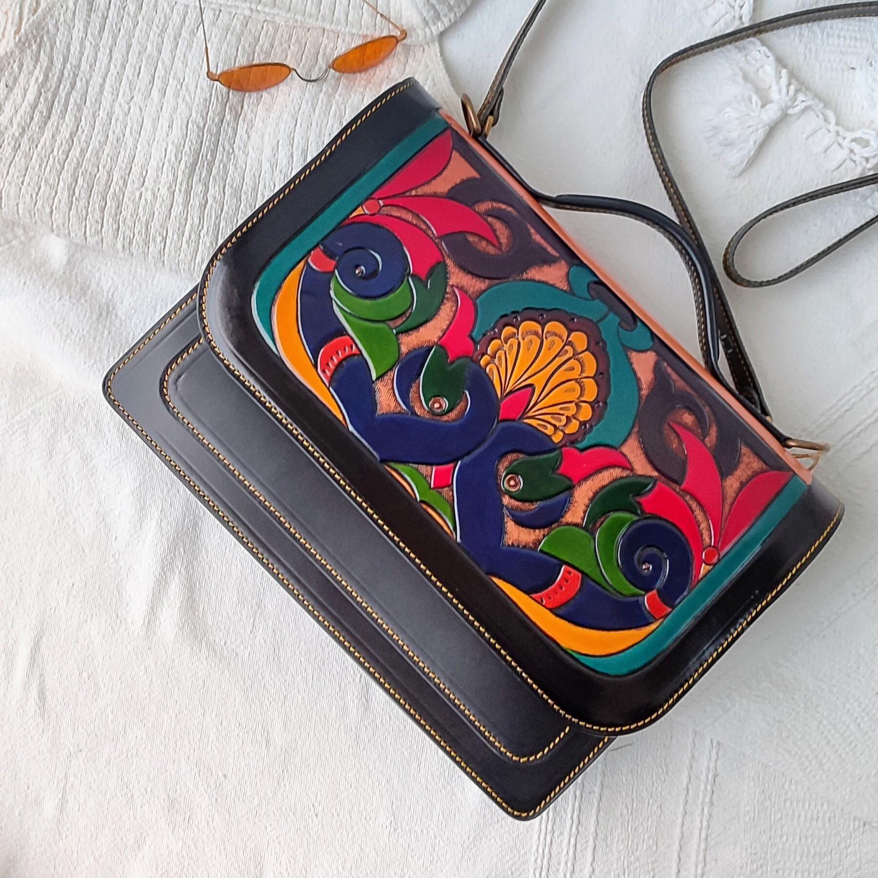 Hand-Carved Leather Briefcase with Intricate Design, Sophisticated Leather Laptop Bag for Executive Women, Chic Embossed Leather Laptop Bag