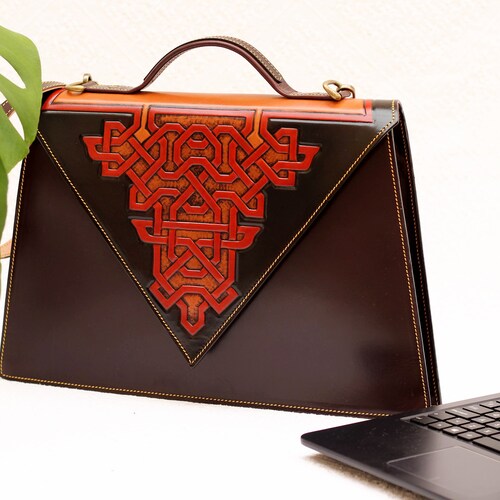 Crossbody Black Leather Laptop Bag for Women Leather Etsy