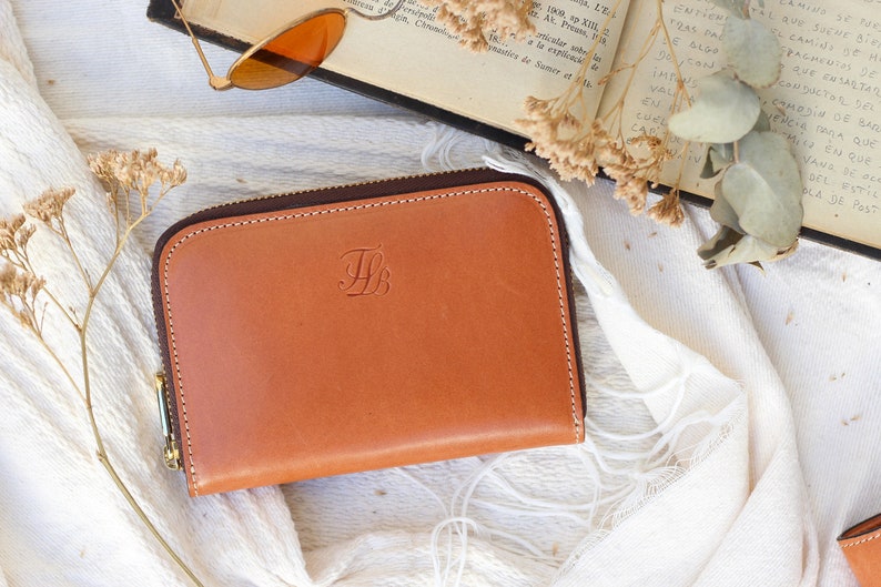 Portafoglio con cerniera per donna, portafoglio per donna con cerniera, portafoglio medio in pelle, portafoglio in pelle, regali per lei, portafoglio in pelle Beige