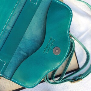 Turquoise crossbody purse, small leather handbag, Night out purse, leather handbag with handle, cute handbag purse for women, leather goods image 3