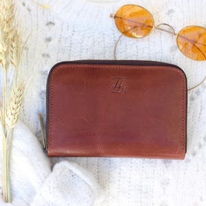 Portefeuille zippé en cuir véritable pour femmes, sac à main en cuir véritable de haute qualité avec de nombreux compartiments, portefeuille en cuir zippé chic pour femmes