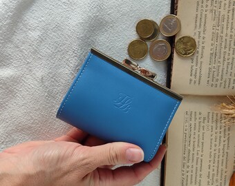 Portamonete in pelle stile vintage, Kiss Lock, Regali per lei