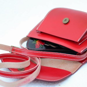 Leather purse, red crossbody purse, minimalist purse, women's leather bag, cute leather purse, crossbody, leather purse, leather goods image 2