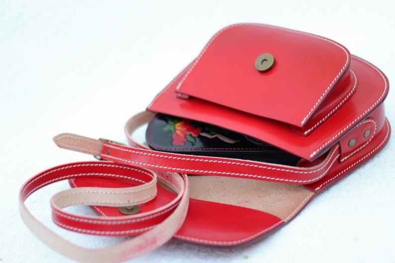 Leather purse, red crossbody purse, minimalist purse, women's leather bag, cute leather purse, crossbody, leather purse, leather goods image 2