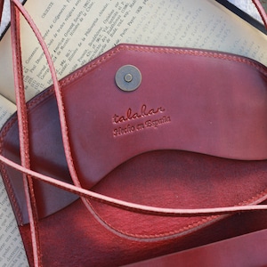 Leather saddle bag purse, Small Brown Leather Crossbody bag, Handmade leather handbag for women, Small cognac crossbody leather bag for her image 7