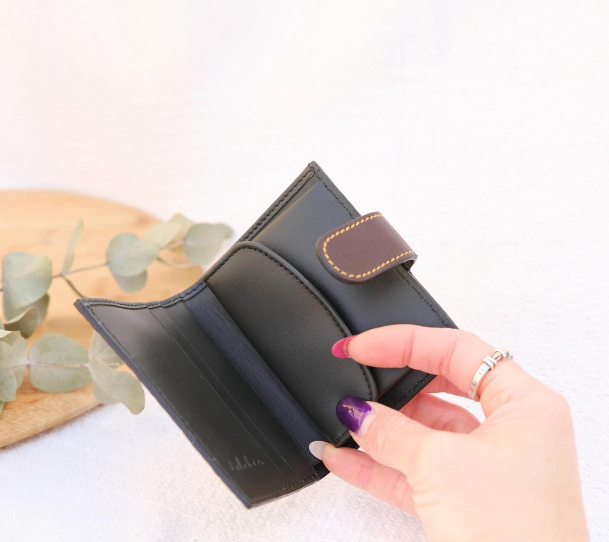 Tooled Leather Wallet, Hand Painted Floral Wallet for Women