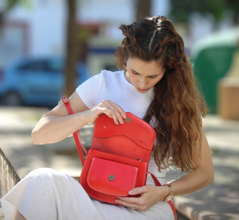 Leather purse, red crossbody purse, minimalist purse, women's leather bag, cute leather purse, crossbody, leather purse, leather goods image 8