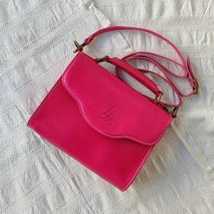 Rosa handgefertigte Ledertasche für Frauen, süße Taschen für Frauen, kleine rosa Ledertasche Crossbody, echtes Leder Handtasche, Geburtstagsgeschenk für Sie