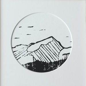 Mount Elbert Mountain Print. Colorado, Rocky Mountains, Black Stamped Painting, Handmade, Hand Carved.