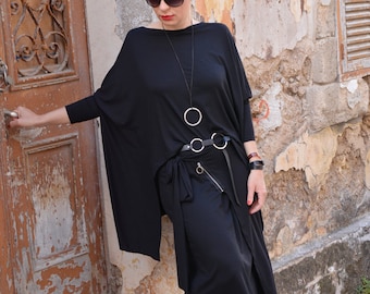 Geometric Tunic Black oversize