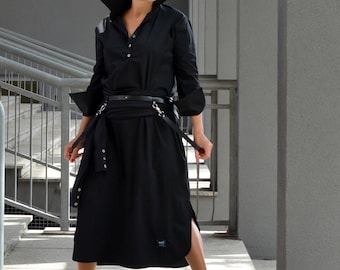 long black shirt dress