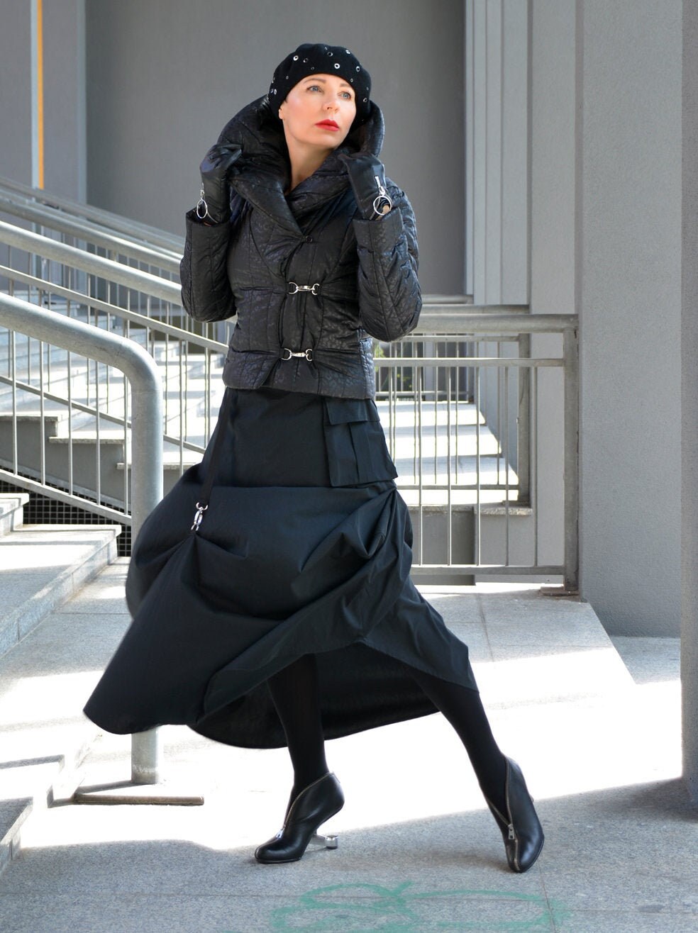 BLACKBYMOUSSY　military　skirt SKIRT Black Maxi MILITARY - Etsy