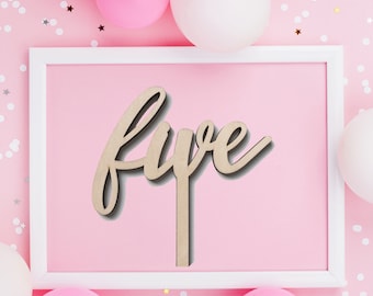 5th Birthday Cake Topper - Birthday Cake Topper - Birthday Decor - Personalised Cake Topper - Five Cake Topper - Wooden Cake Topper - Five