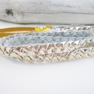 doppeltes Lederhaarband aus Metallic Leder Gold