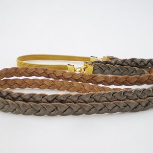 doppeltes Lederhaarband aus Metallic Leder Bronze