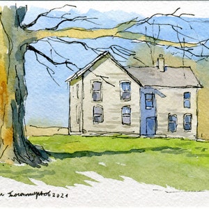 Digital goods Rural landscapes country scenes watercolor drawing watercolor painting creativity art illustration drawing - art product tree