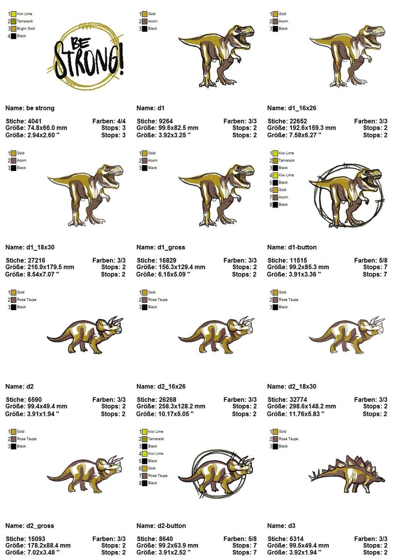 Dinosaurs Stick File Embroidery