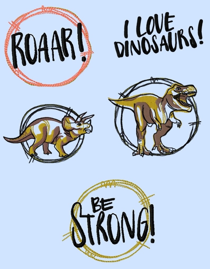 Dinosaurs Stick File Embroidery