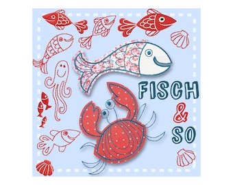 Fish and such - Embroidery file - embroidery