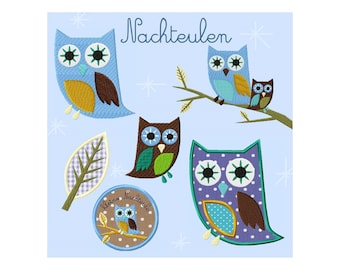 Nachteulen - Stickdatei - embroidery