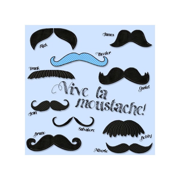 Vive la moustache - Stickdatei - embroidery