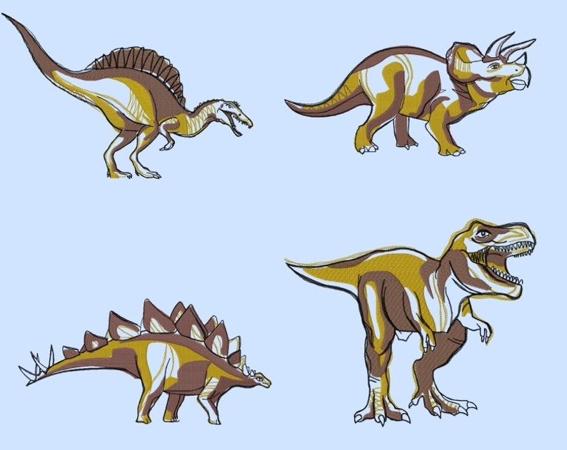 Dinosaurs Stick File Embroidery