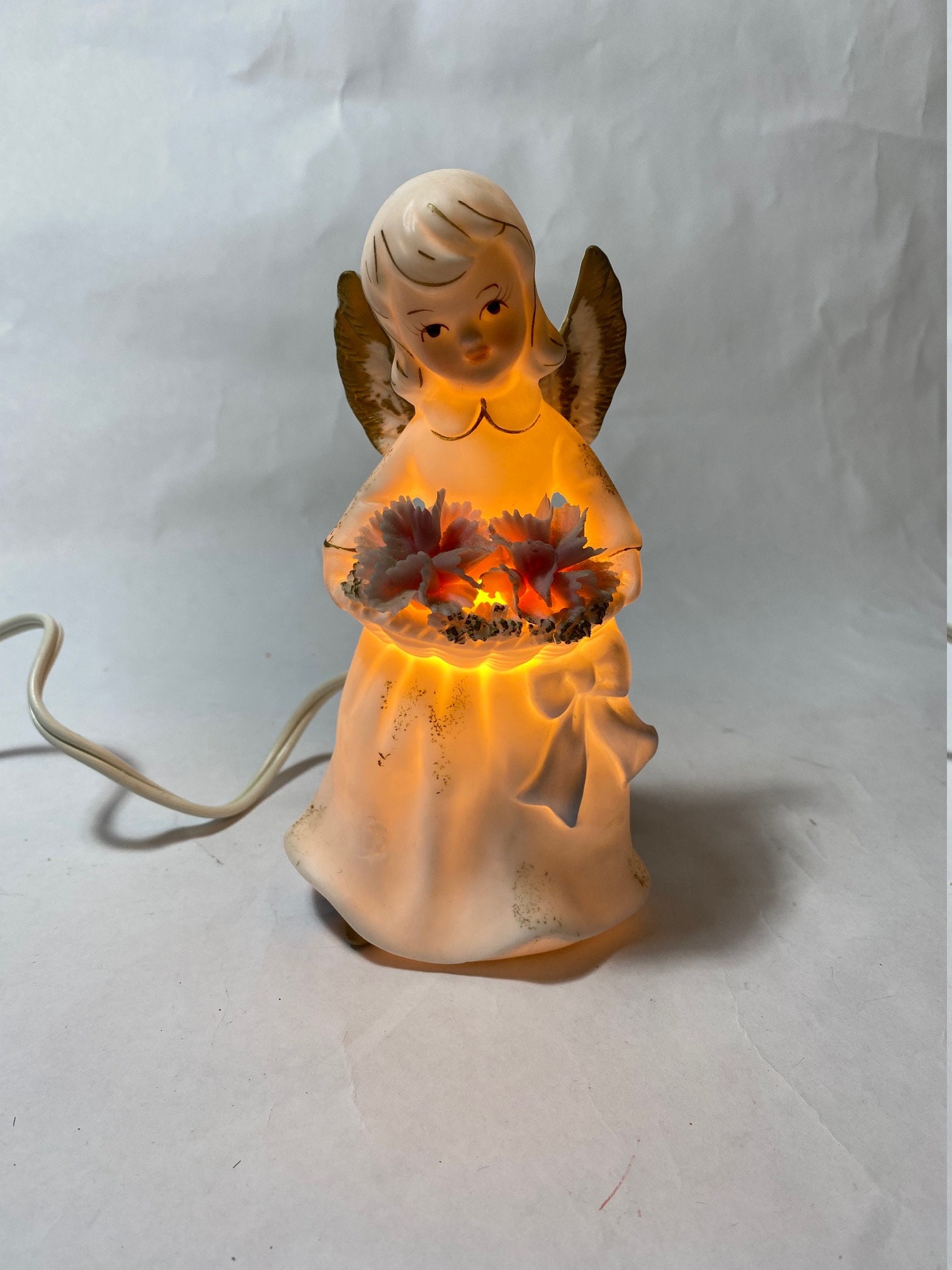 Bisque Porcelain Angel Night Light I W Rice Etsy