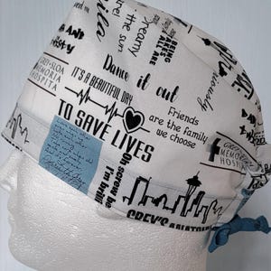 Doctor Scrub Hat-Men/Women One Size Scrub Hat- Scrub Cap short hair IR. Nurse/Hospital scrub caps-Tie scrub cap Graduation Gift
