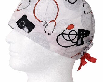 Stethoscope Scrub Cap: Handmade Cotton Surgical Hat comfortable during 12-hour shifts.