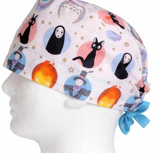 Studio Ghibli fan Anime Scrub Cap: Handmade Cotton Scrub Hat for Short Hair