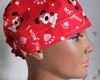 Puppy Love Scrub Cap – Handmade Unisex Vet Hat surgical cap for men/women