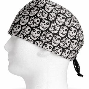 Horror Movie Scrub Cap, Halloween Surgical Hat, Unisex Cotton Scrub Hat, Nurse Cap, Doctor Cap, Tie Back Medical Cap, Gift for Nurse image 1
