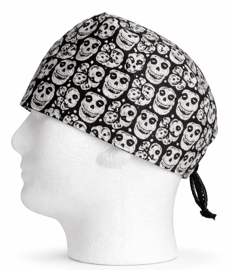 Horror Movie Scrub Cap, Halloween Surgical Hat, Unisex Cotton Scrub Hat, Nurse Cap, Doctor Cap, Tie Back Medical Cap, Gift for Nurse image 1