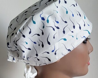 Sperms Print Scrub Hat: Handmade Cotton Nurse Cap