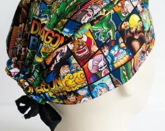 Anime Scrub Cap, Handmade Scrub Hat, Adjustable Tie Back Scrub Hat, Nurse Cap, Medical Cap for Men and Women