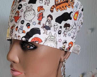 Studio Ghibli Characters Anime Print Totoro Scrub Cap Short Hair