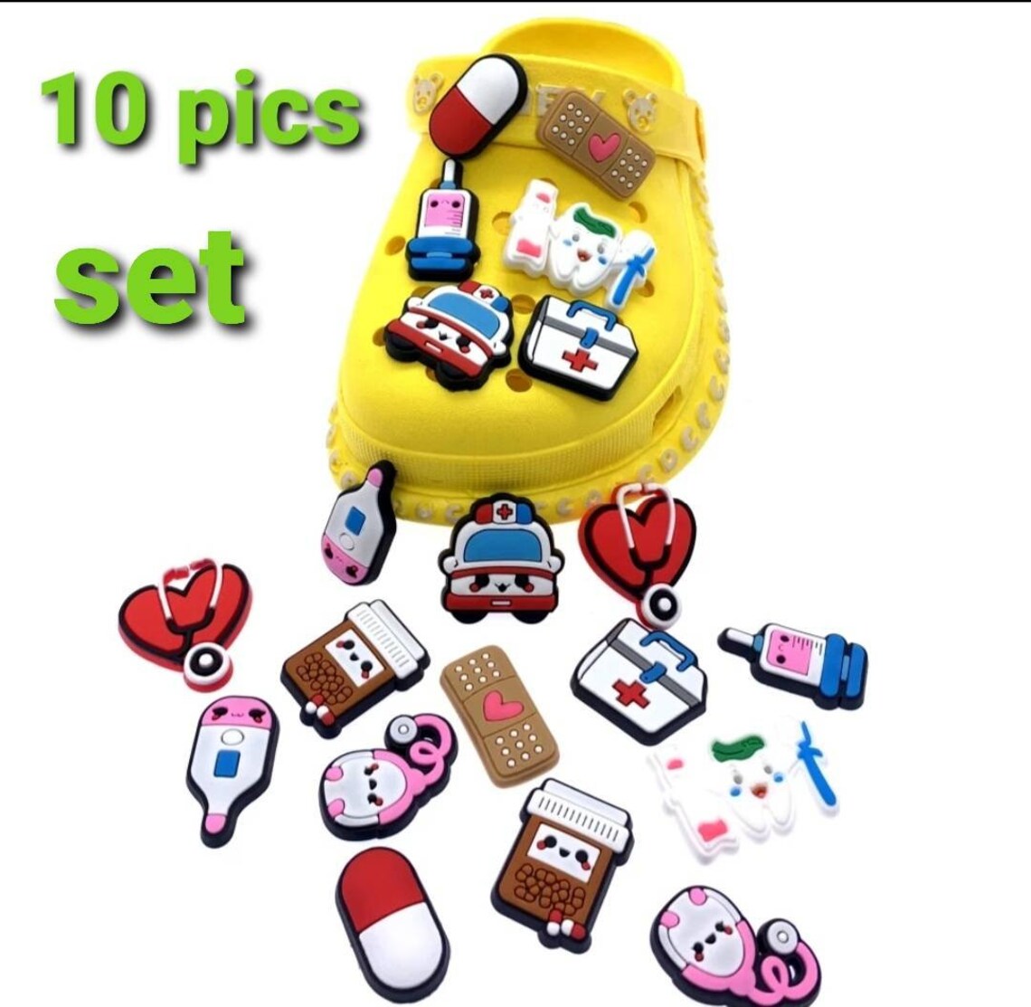 10 pieces Medical Charms. Nursing Croc charm. Registered Etsy