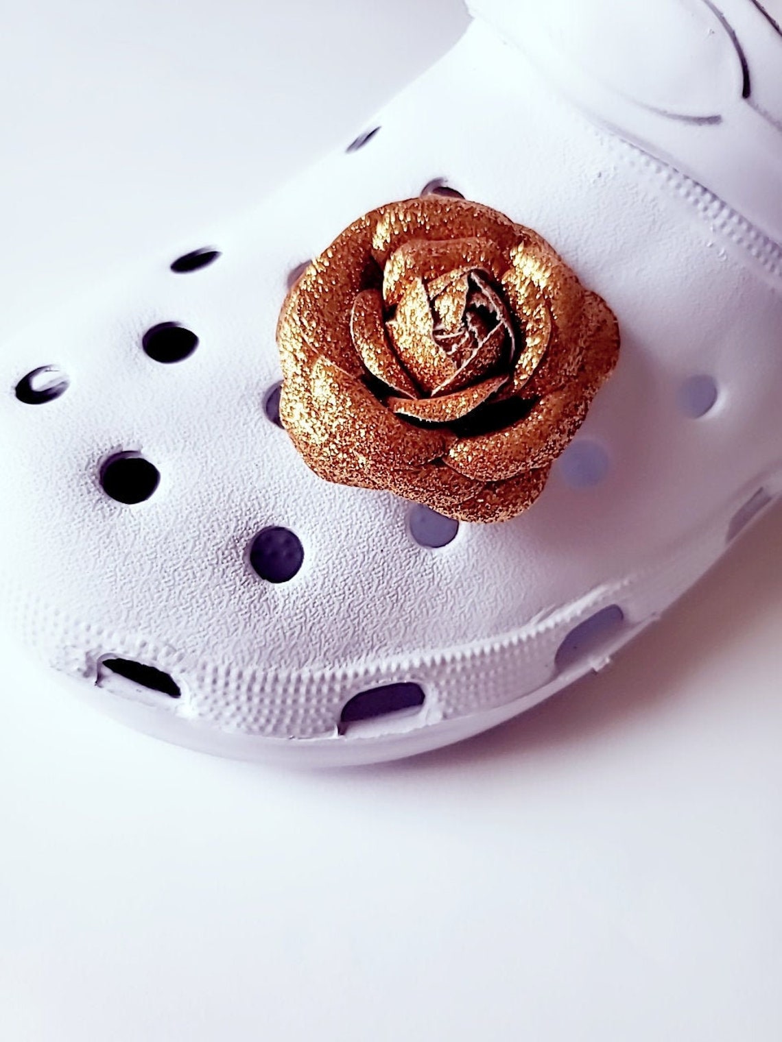 Charms for Croc. Gold glitter roses for your croc shoe. Faux Etsy