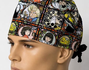 Anime Print Scrub Cap, Japanese Style Healthcare Hat-Ghibli scrub cap/ Nurses Scrub Cap