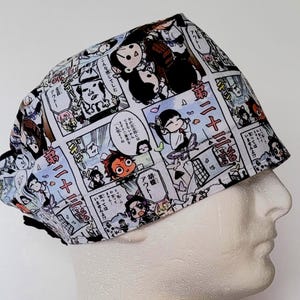 Anime Scrub Hat/Scrub Hat Men/Women-Anime print Scrub Cap for short hairs-Ghibli scrub cap- Anesthesia/Chemo Cap/Dental/Surgical scrub caps