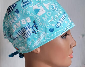 Nurses Scrub Cap: Handmade Cotton Tie-Back Surgical Hat