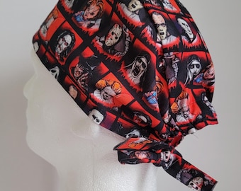 Horror movie Scrub Hat-Men/Women/Unisex One Size Scrub Hat-Unisex surgical hat-Scary Scrub Cap-Anesthesiologist Scrub Cap for short hairs.