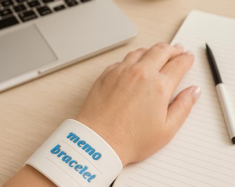 Erasable Silicone Memo Bracelet: Nurse/Student Note Taking Slap Band Bigger size 1,7'' with a ballpoint pen and eraser