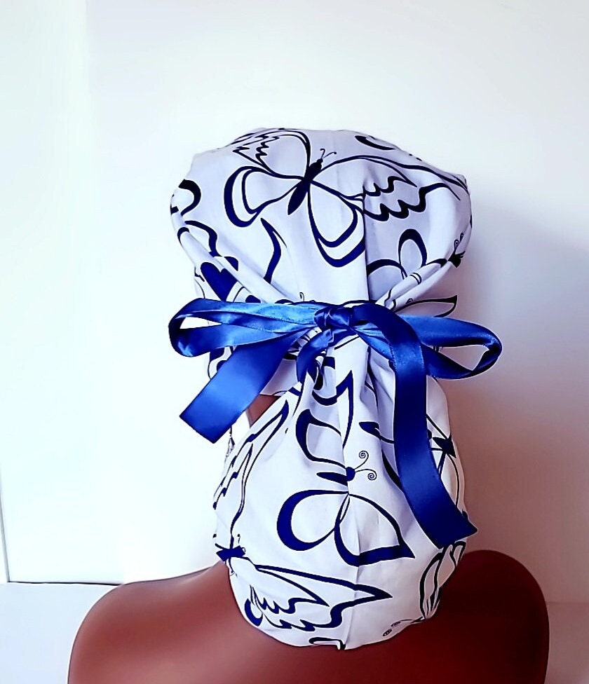 Ponytail scrub cap. Doctor Surgical hats, Butterfly nurse hat. Nurse head cover. Surgeon scrub cap, Radiology scrub cap/Long hair hat