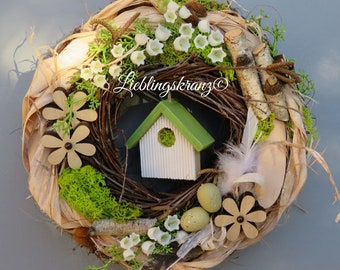 Natural wreath, door wreath, door decoration, spring wreath, wreath "lily of the valley"