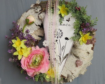 Door wreaths, door wreath, door decoration, door wreath spring, wreath, spring wreath "Welcome"