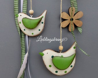 Window decoration, window decoration, window hanger "2 little birds and bird house"