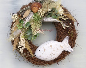 Door wreath, door decoration, wreath, deco wreath "Fish"