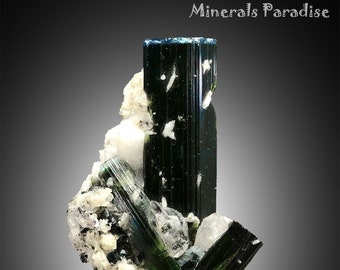 Blå mössa turmalinkristall med kvarts, naturlig turmalin, fina mineraler, turmalinprov från Afghanistan - 78 gram