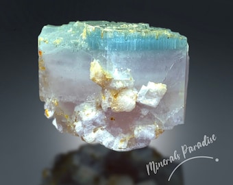 Morganita bicolor, cristal de morganita, cristal de berilo bicolor, muestra mineral, morganita rosa, cristal en bruto, 49 gramos